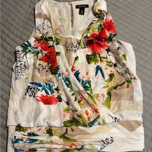 White House Black Market Tops - White House Black Market Floral Drape Tank Top - Multicolor